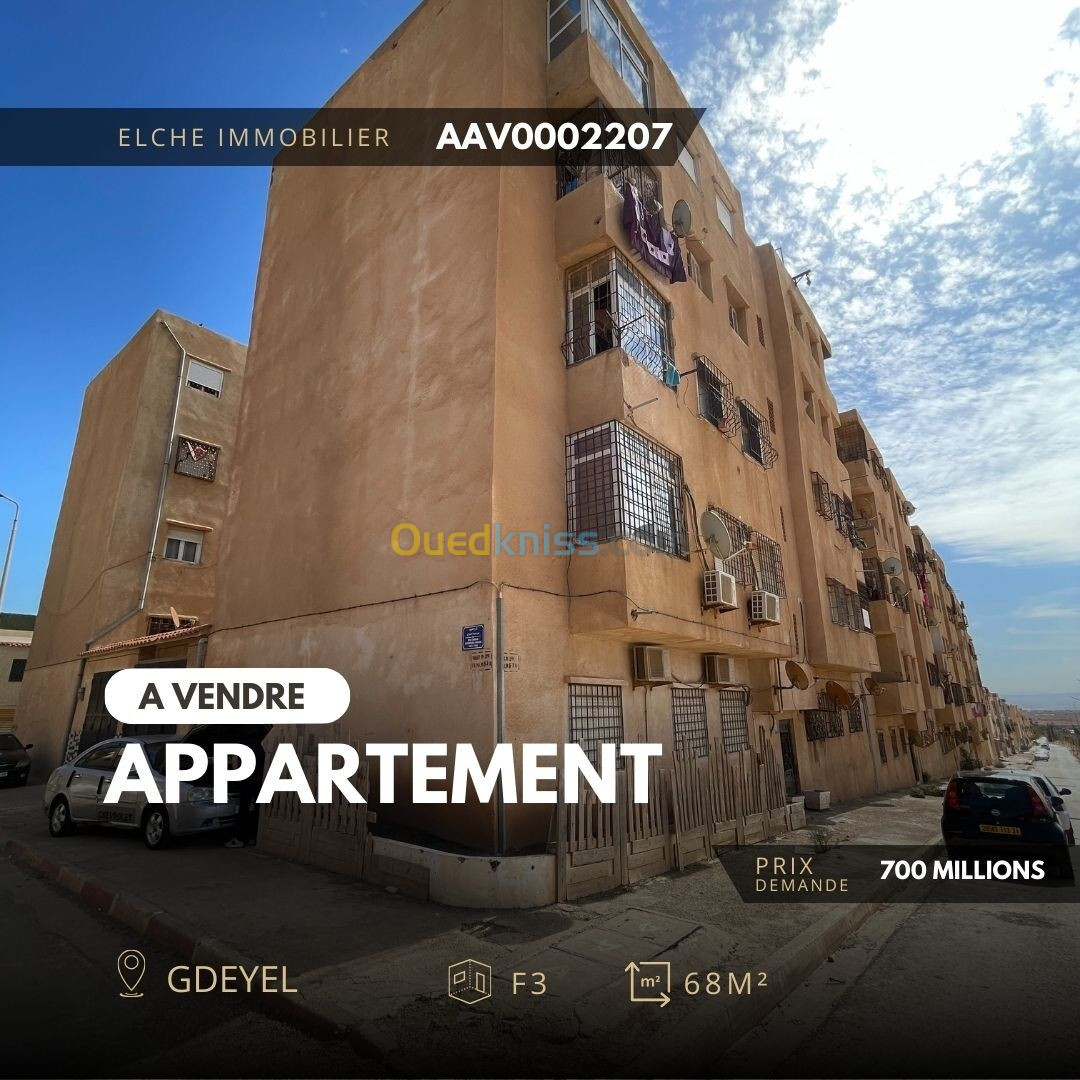 Vente Appartement F3 Oran Gdyel