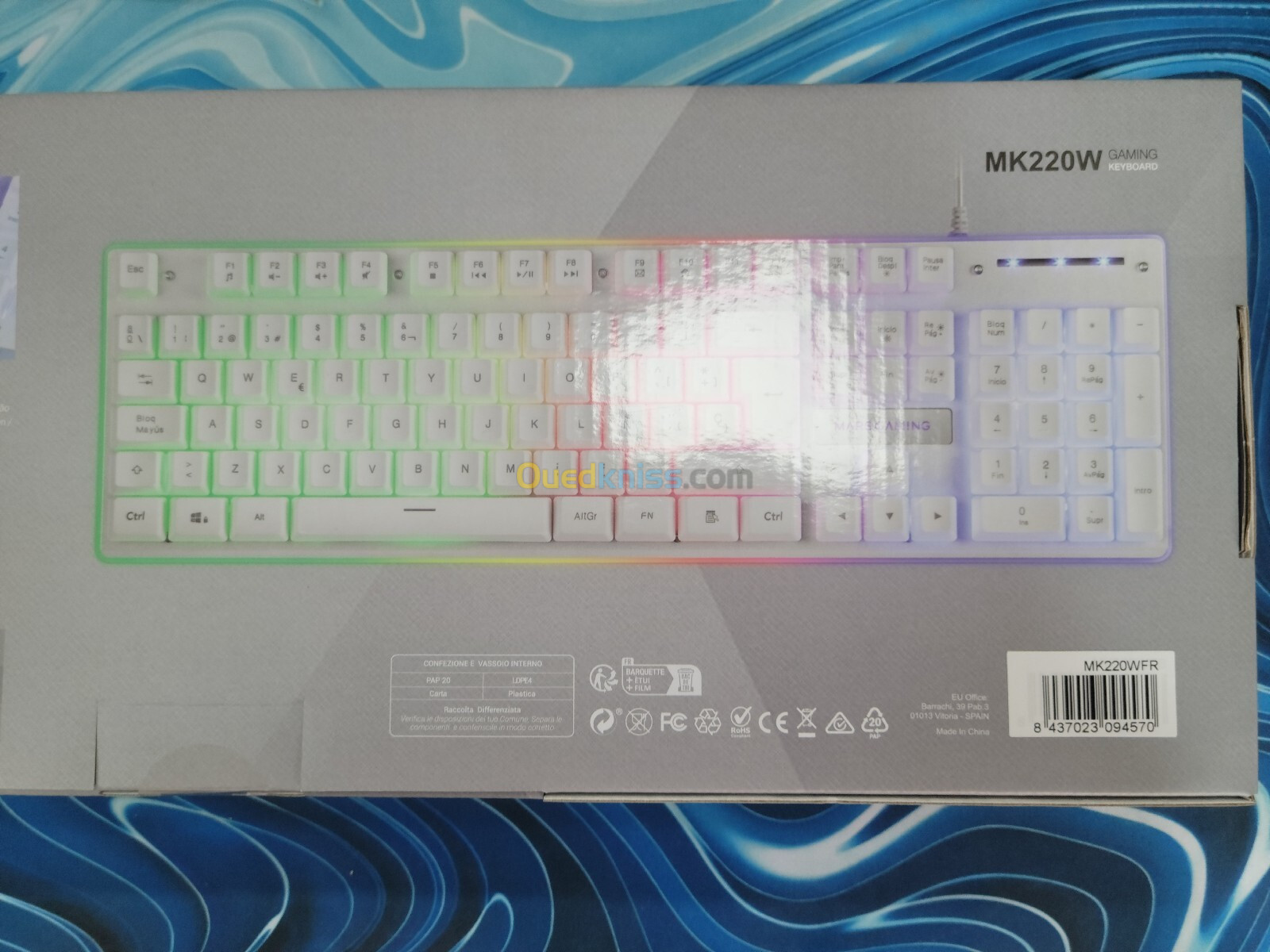 CLAVIER SEMI MECH FULL WHITE RGB MARS GAMING 