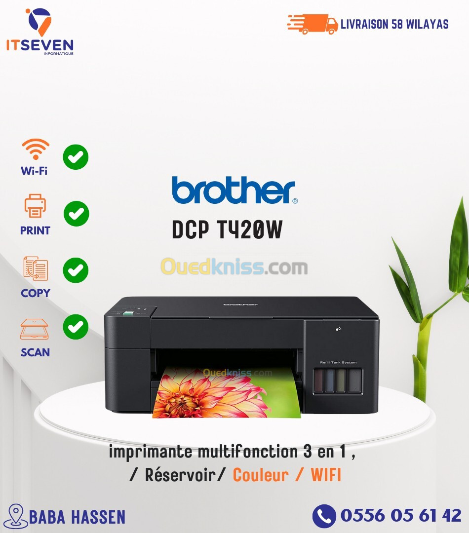 IMPRIMANTE MF3IN1 BROTHER DCP-T420W A RESERVOIR COULEUR