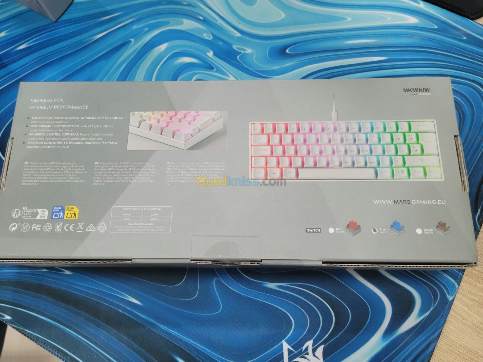 Clavier Mechanic MKMINI 60% RGB chroma BLUE switch Mars gaming