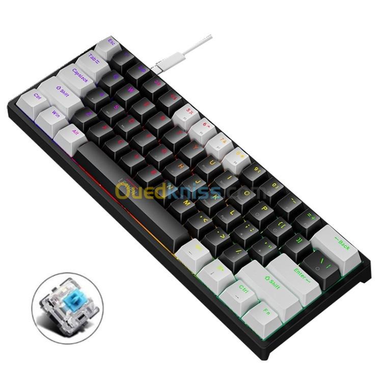 Mechanical Keyboard LEAVEN K620 Gaming 60% Wired RGB (White & Black)