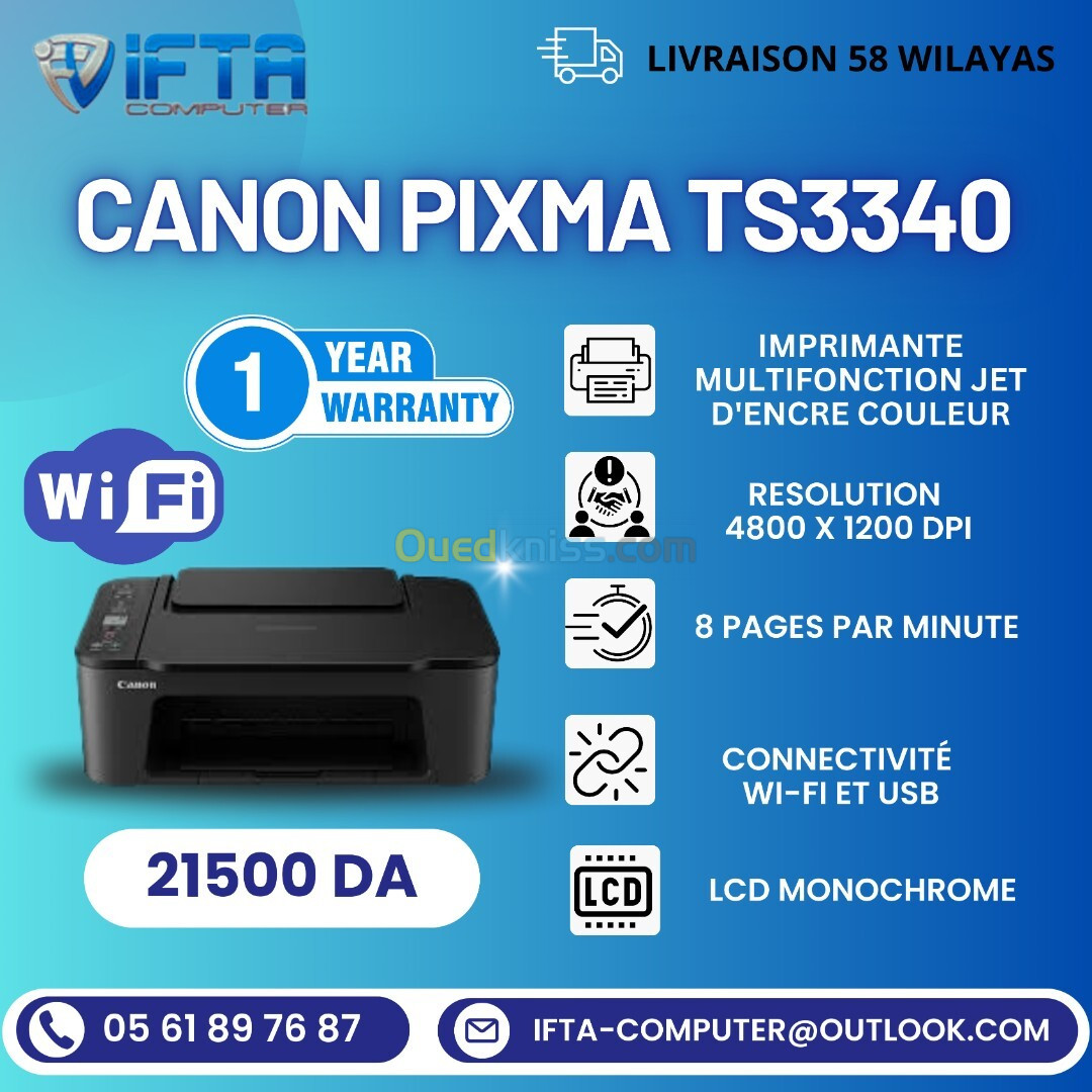 Imprimante Canon TS3340 WiFi