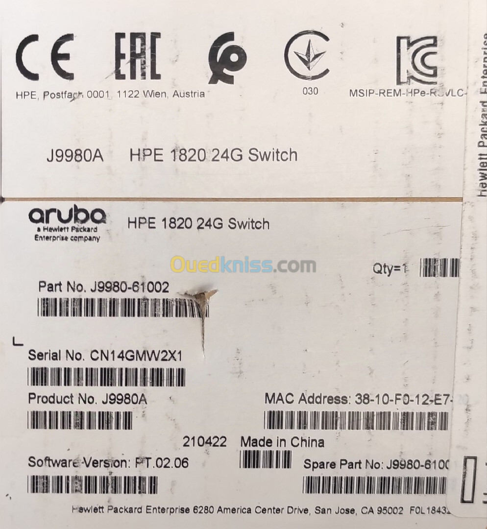 SWITCH HP ARUBA 1820 24G 