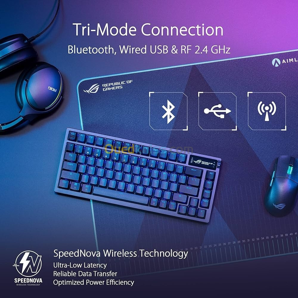 ASUS ROG Azoth - Clavier mécanique Gaming avec Connection tri-Mode, écran OLED