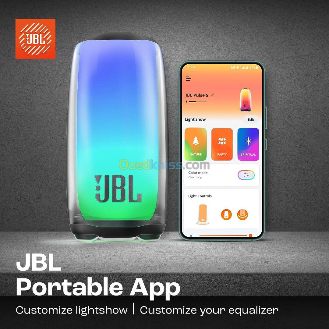 JBL PULSE 5, Enceinte portable bluetooth a jeu de lumiere attrayant à 360 degrés