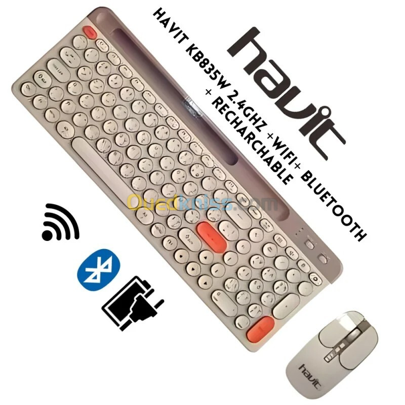 Combo Clavier + Souris Havit Sans-fil 2.4GHz & Bluetooth