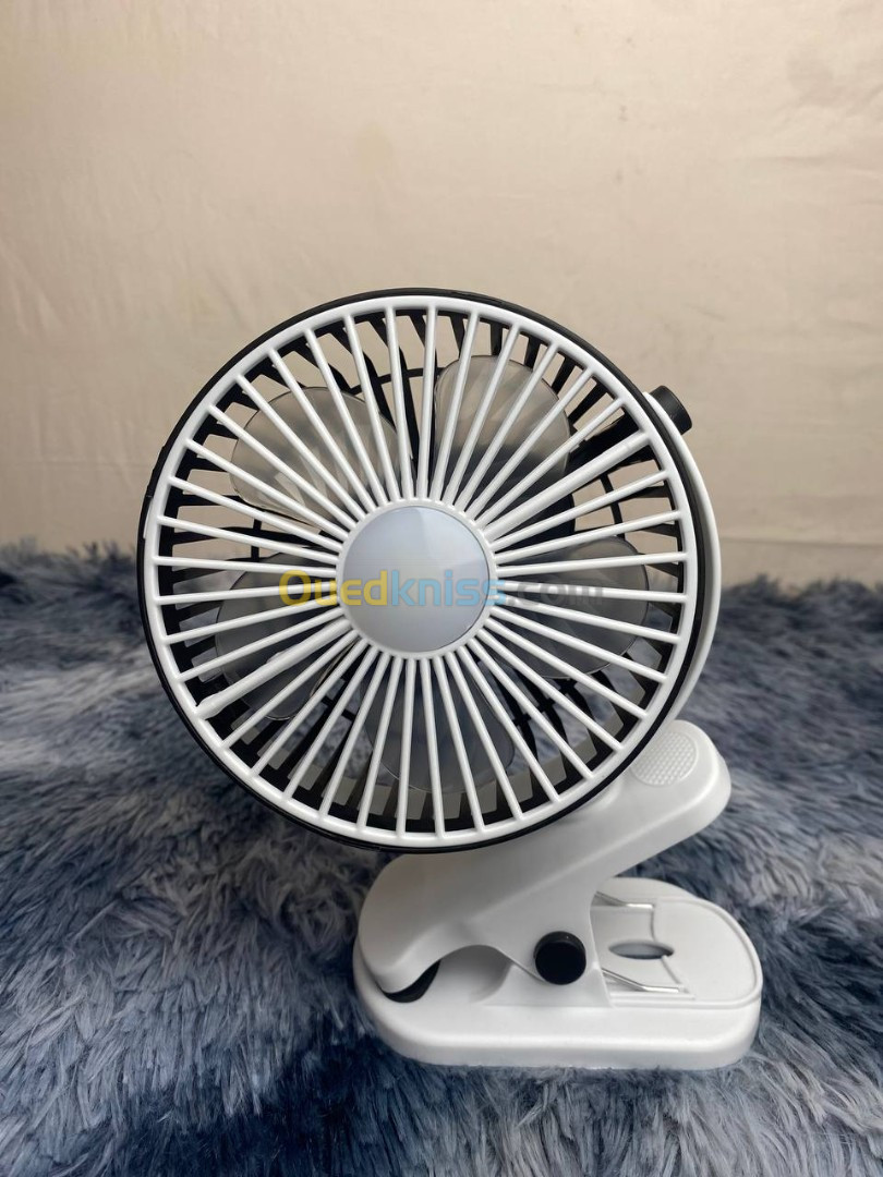 Ventilateur de bureau portable à pince réglable à 360, rechargeable via USB