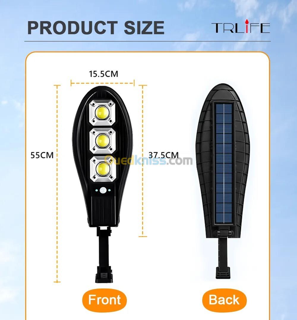 Lampe solaire LED 2000 Watts avec détecteur de mouvement PIR imperméable