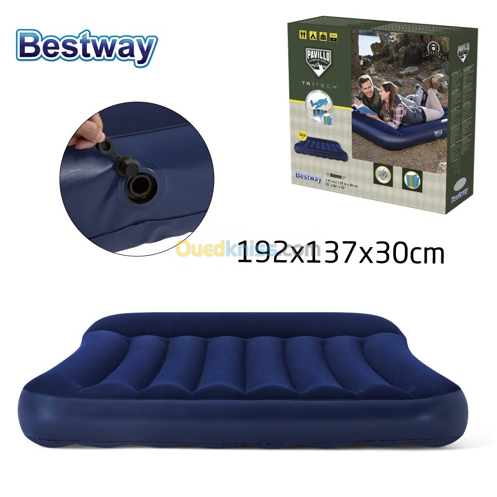 Matelas Gonflable 2 Places 191 x 137 x 30 cm Avec Oreiller intégré Bestway 67681