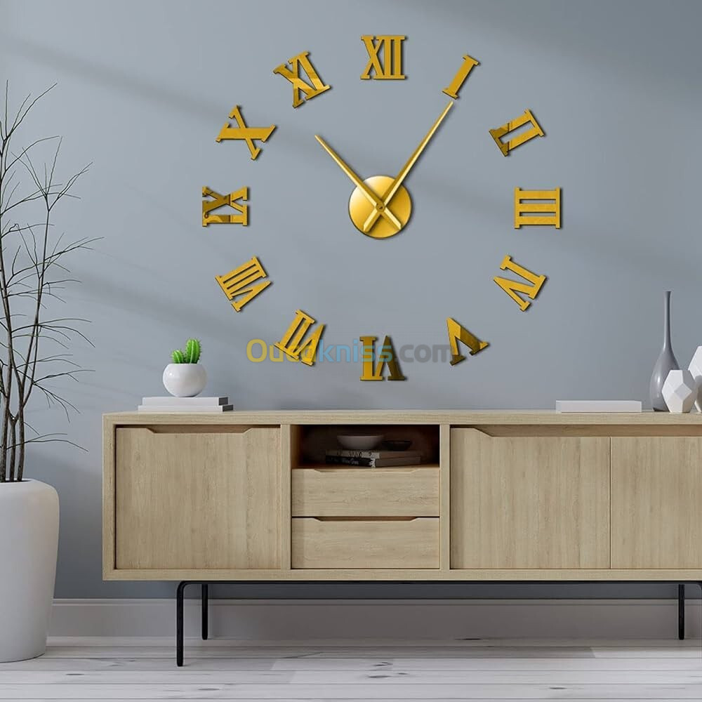 Horloge Murale Romain 3D pour Salon Chambre Décorations Moderne