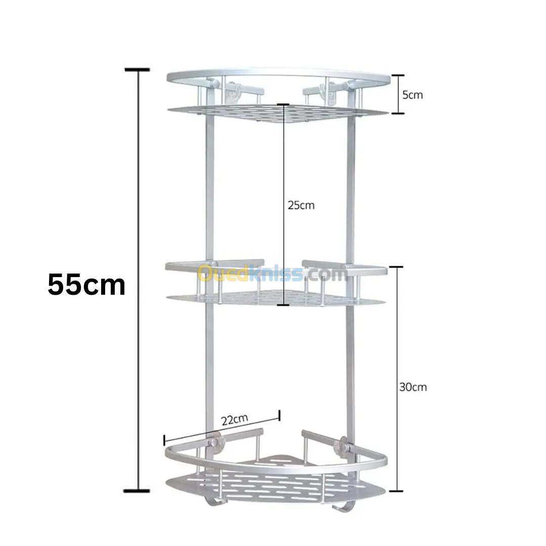 Coin Support pour salle de bain en Aluminum 3 ÉTAGÈRES