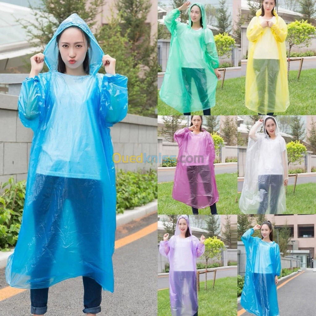 Poncho à capuche Transparent imperméable Pour Adulte protection durgence