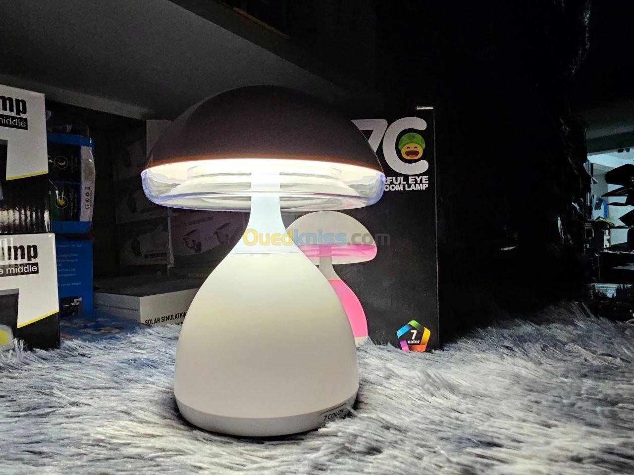 مصباح بجانب السرير بمستشعر لمس الفطر LED قابل للتعتيم RGB Lampe de chevet