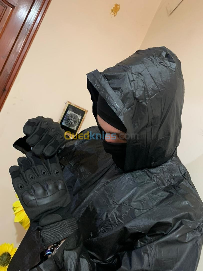 Pack Moto Manteau imperméable et Gants Tactique Doigt Complet  Cagoule Gratuit