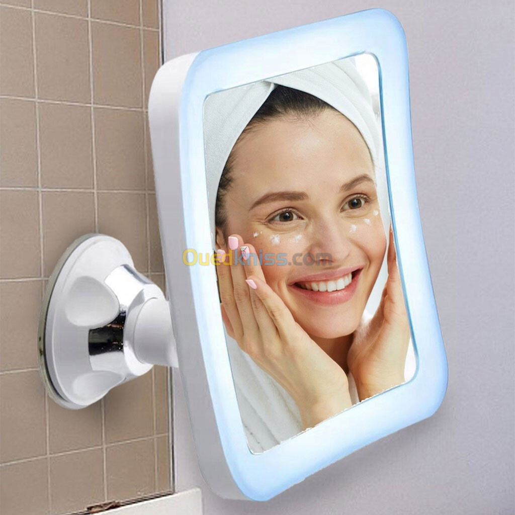 Miroir Rotatif Grossissant avec éclairage LED et ventouse 16 cm Zoom x5