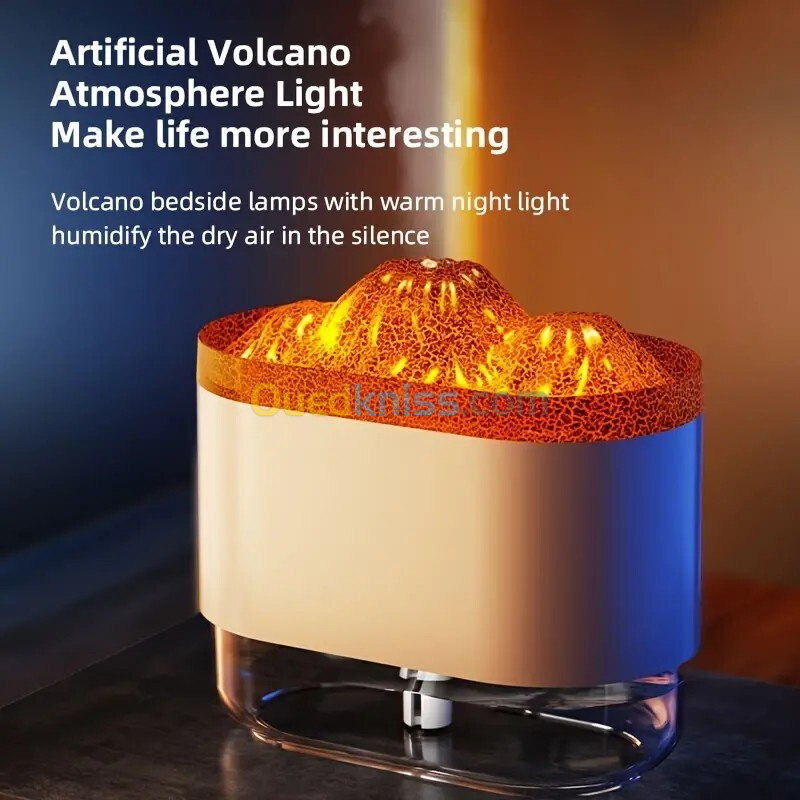 Volcano Humidificateur et Diffuseur de flamme Colorée 300ml