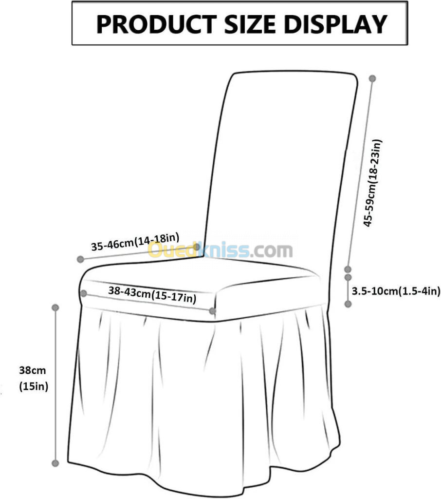 Pack 6Pcs Housses de Protection Extensible Avec Jupe A Longue pour Chaise de Salle à Manger