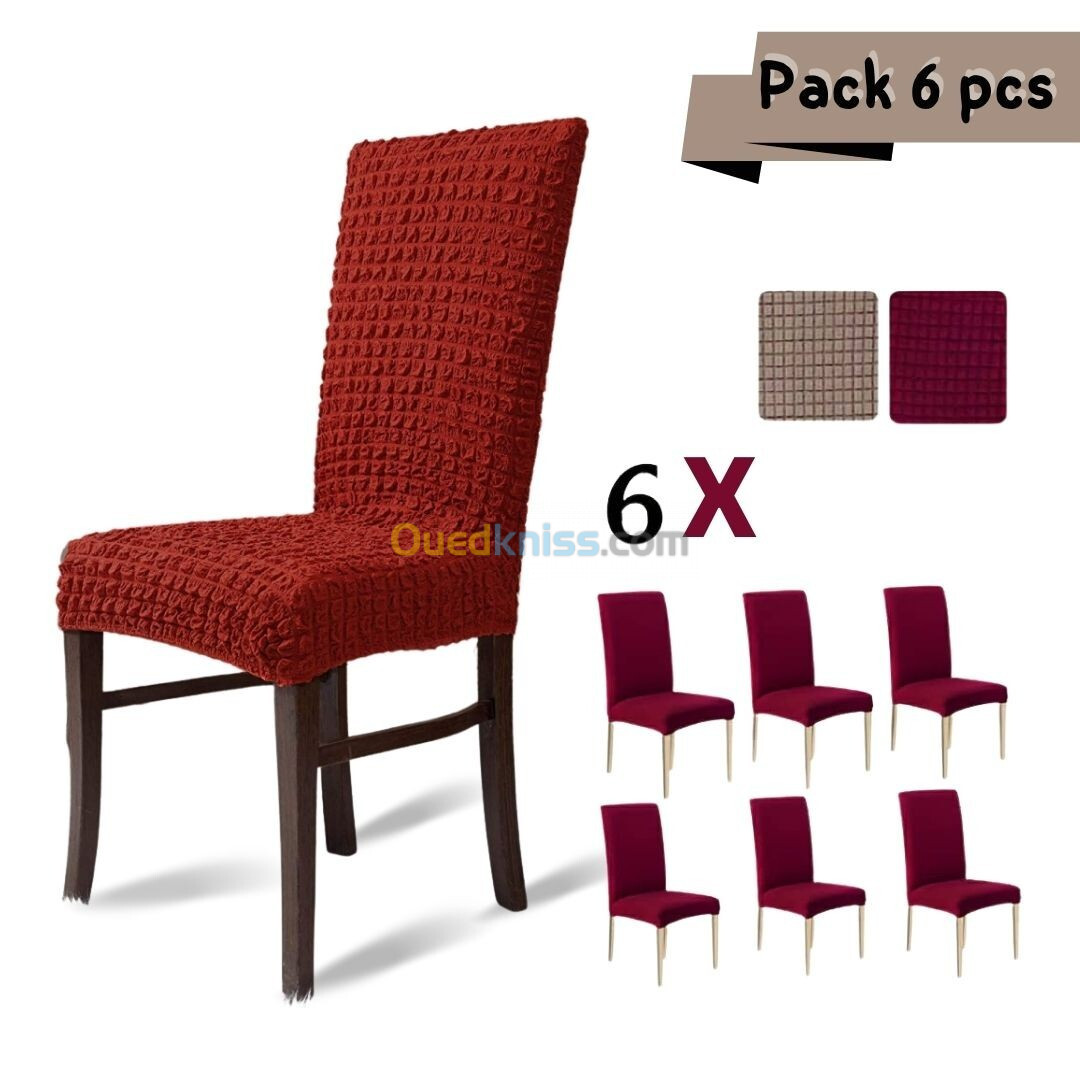 Pack 6 Pcs Housse De Chaise Élastique Extensible Spandex Lavable pour Salle à manger