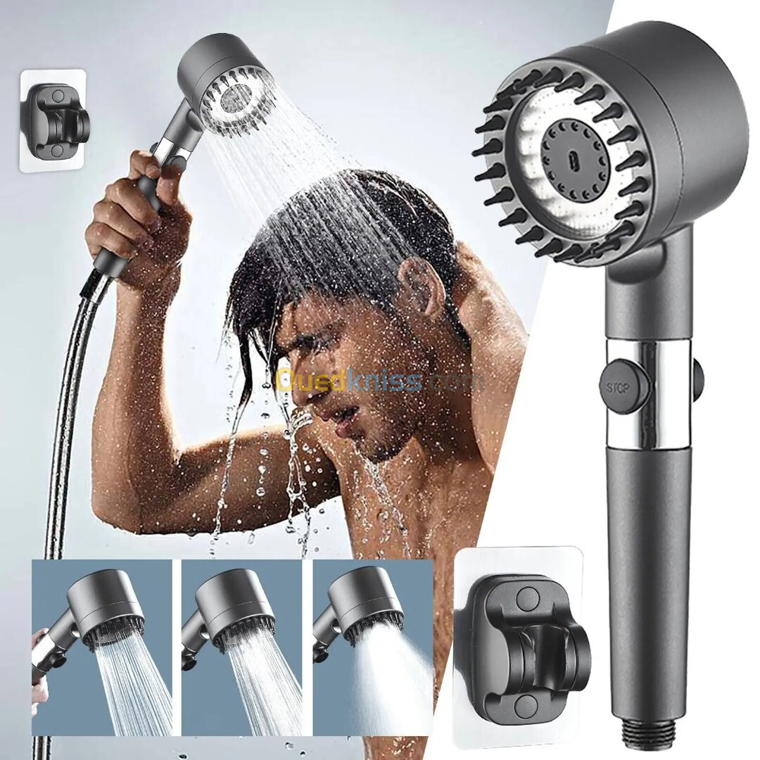 Pommeau de douche haute pression réglable avec filtre, 3 modes, économie d'eau