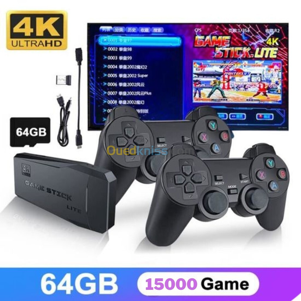 Console de jeu vidéo rétro avec 15000 jeux intégrés +2 manette sans fil 4K HDMI