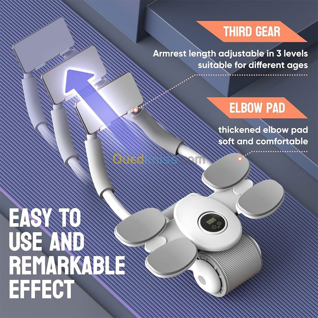 Roue abdominale rebond automatique à 4 coudes avec support de téléphone