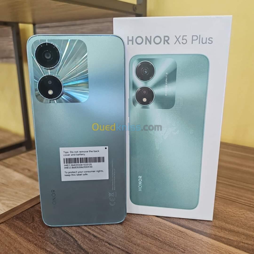 Telephone honor x5 🔥 الجديد كلياً 🔥  ‏💚 Honor X5 Plus💚  يدعم خدمات Google Play 🙅🏻 ‏Ram 4GB / Rom 64GB  الشاشة : 6.56 ”  ‏♨️LCD , 90HZ ♨️ نظام التشغيل : Android 13, Magic OS 7.1  المعالج : Helio G36 📟 ♨️ 12 نانومتر ♨️  الكاميرا الأساسية : 2.50,  MP 📷 كاميرا السيلفي : 5 MP 📸  بصمة جانبية 👈 البطارية : 5200 mAh 🔋 ‏♨️ Charge 10 W ⚡️♨️