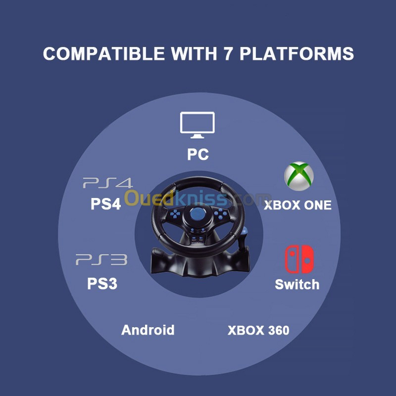  volant de jeu avec contrôleur de Vibration à 180 degrés, Compatible avec Nintendo PS2 PS3 PS4 Xbox