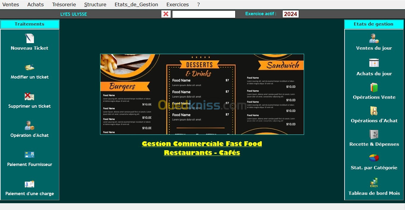 logiciel pizzeria fast food restaurants cafés