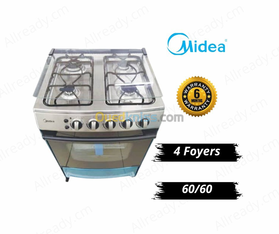 PROMO CUISINIÈRE MIDEA 4 FEUX VENTILÉE INOX