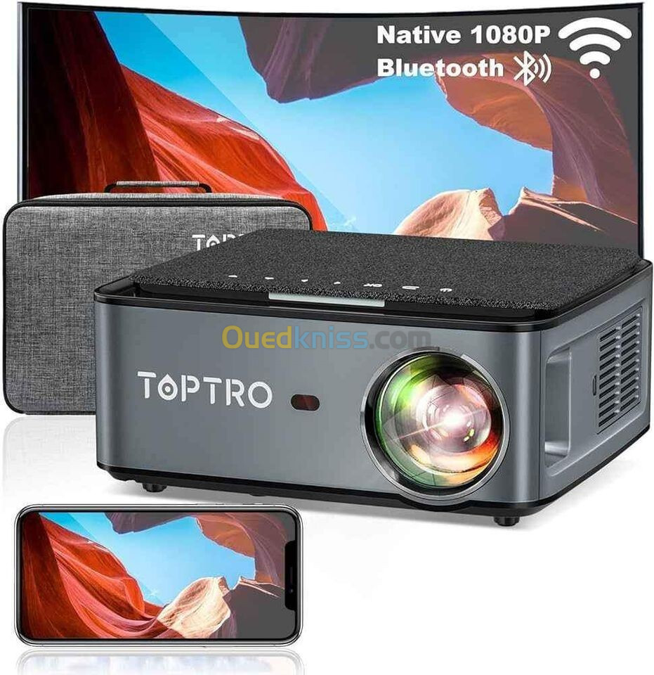 Datashow Vidéoprojecteur 5G WiFi Bluetooth, TOPTRO X5, 9000 Lumens