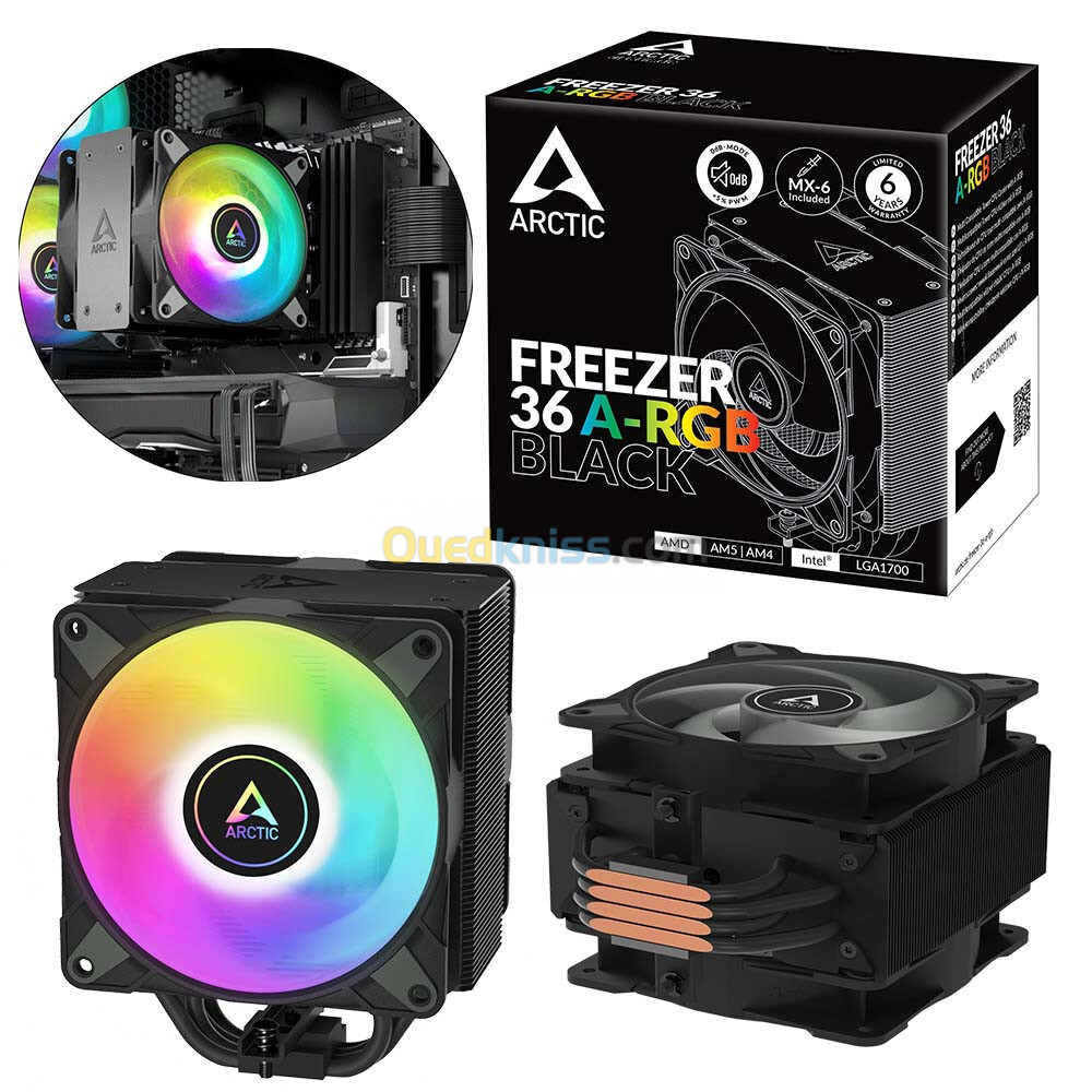 ARCTIC Freezer 36 A-RGB Ventirad Ventilateur pour Processeur Refroidisseur CPU Intel et AMD - Noir