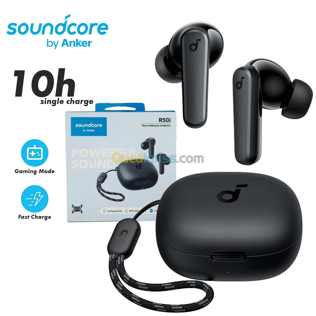 Ecouteur sans-fil Bluetooth 5.3 Earbuds Etanche IPX5 SOUNDCORE By Anker R50i avec 4 microphones