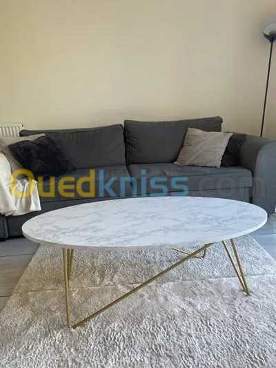 Table basse moderne sous forme ovale pour salon aspect marbre scandinave - طاولة بالجملة والتجزئة