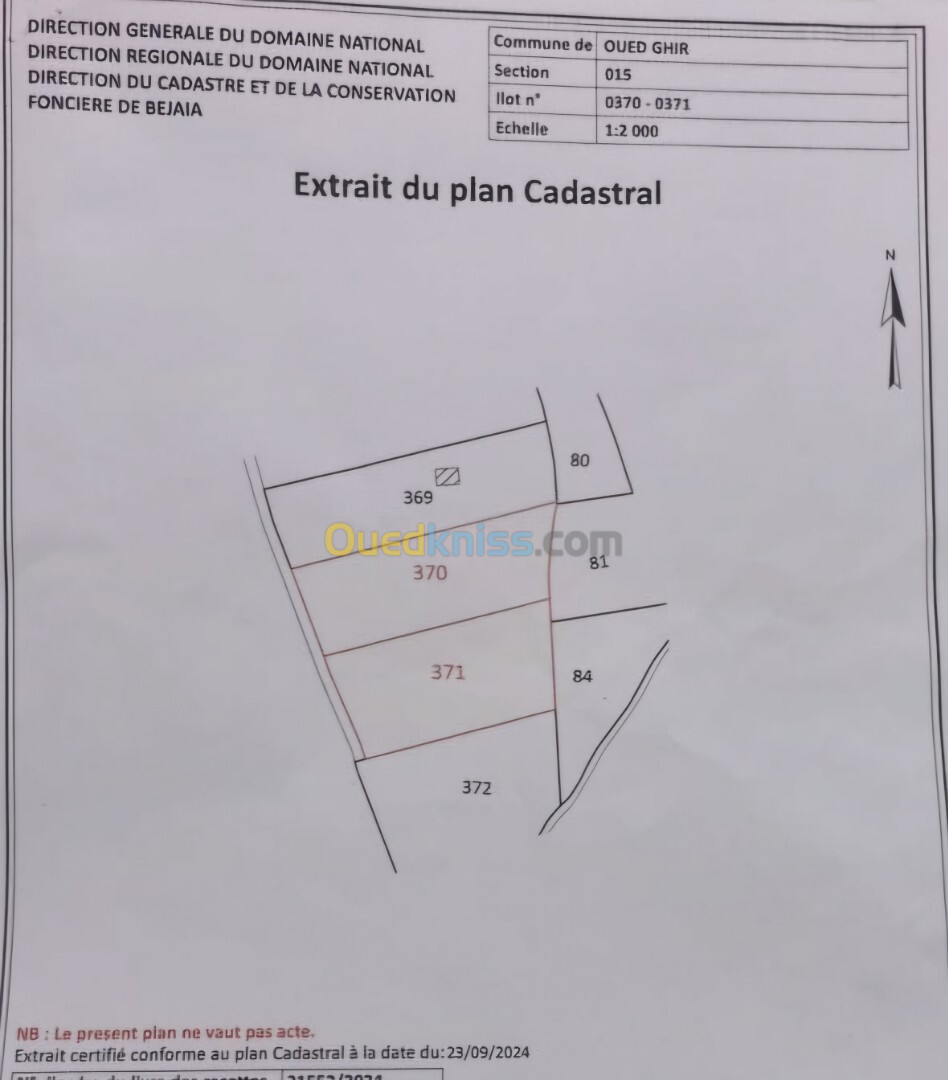 Vente Terrain Béjaïa Oued ghir