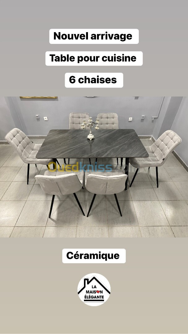 TABLE CUISINE 6 chaises simili cuir 100 importation 