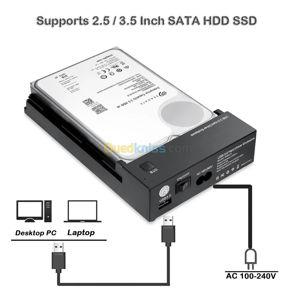 DOCKING HDD STATION D ACCUEIL (RACK) 01 HDD SATA USB 3.0 /REF : 6810
