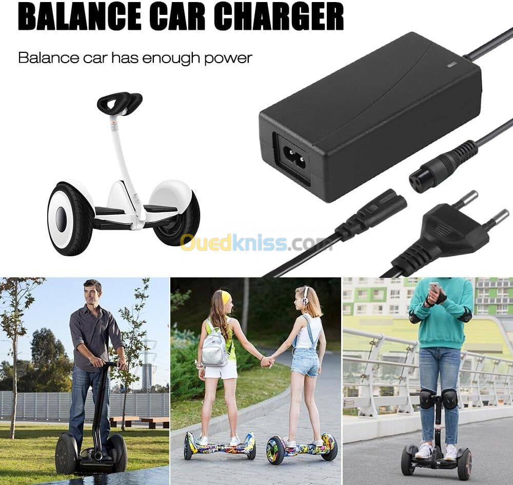 CHARGEUR 48V/2A_3TROU-F HOVERBOARDS SCOOTER 54.6V MAX (C760) REF: 8438