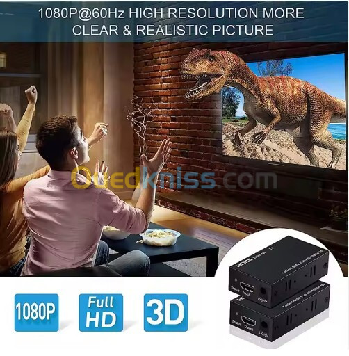 Extenseur HDMI de 120 mètres sur un seul câble CAT 5E/6, supporte 3D et 1080P