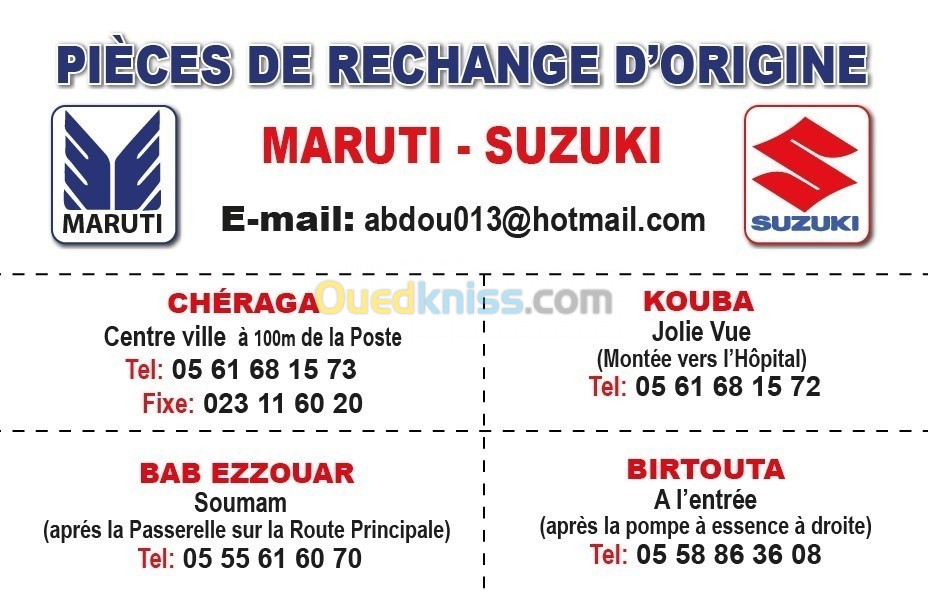 Calendre MARUTI et SUZUKI