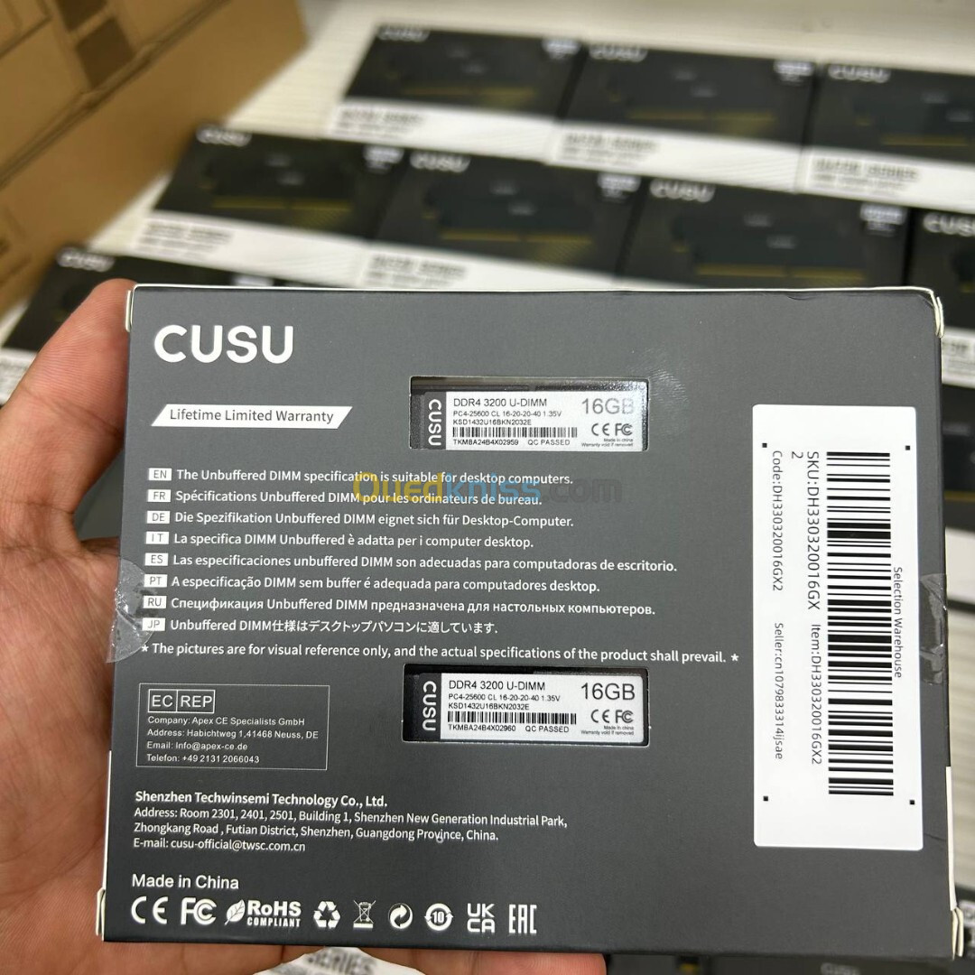 RAM CUSO DH330 32GB 3200MHz (16GB x 2) DDR4