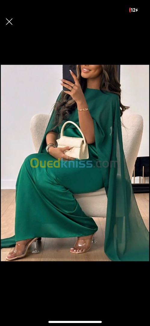 Robe longue classe en satin pour Eid et événement 