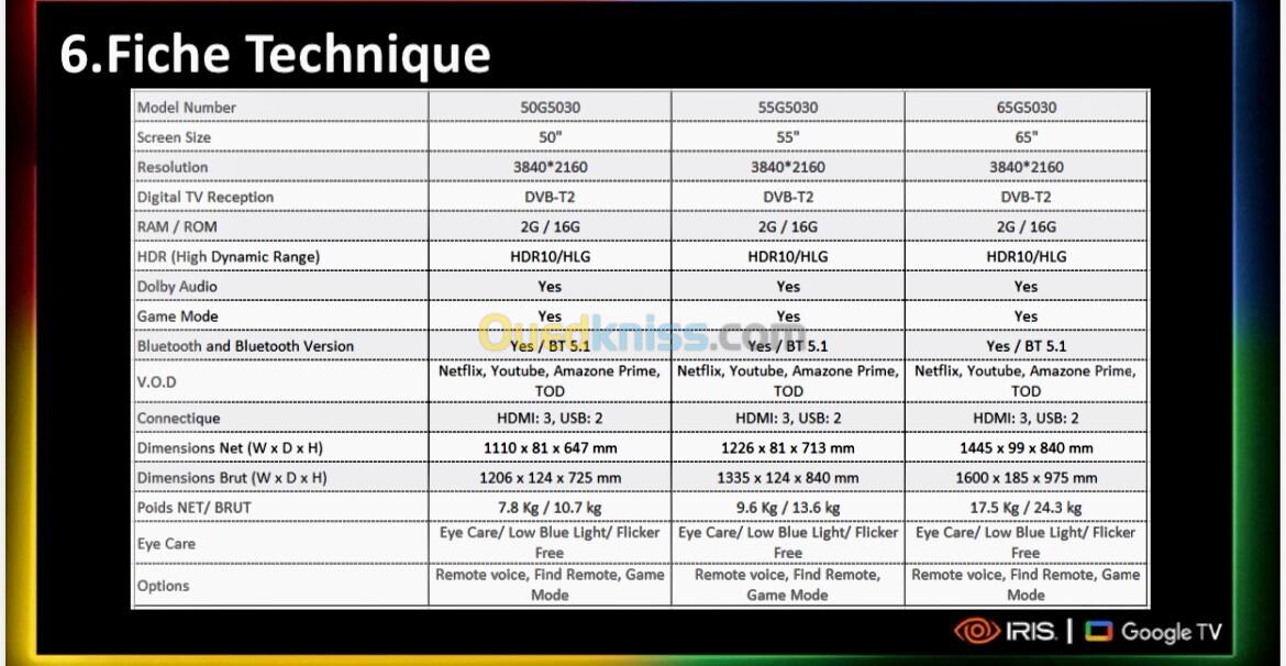 TV IRIS 55" G5030 4K GOOGLE TV ANDROID 