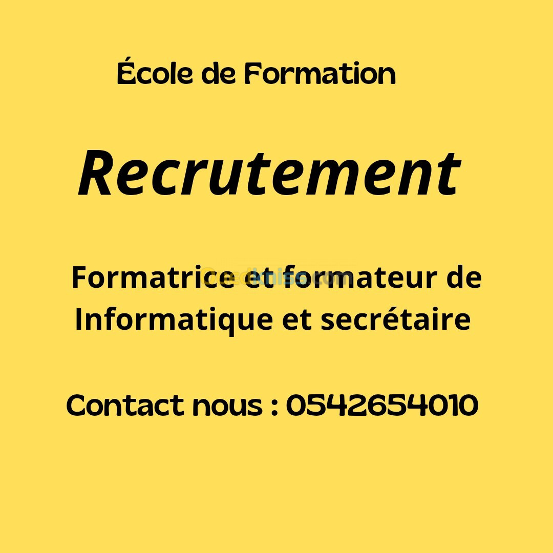 École privée a la recherche des formateurs et formatrices en secrétariat 