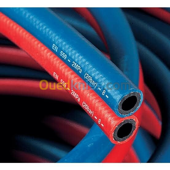 Tuyau pression acetylene oxygène  Diamètre : 8x15mm Couleur : Rouge/Blue 