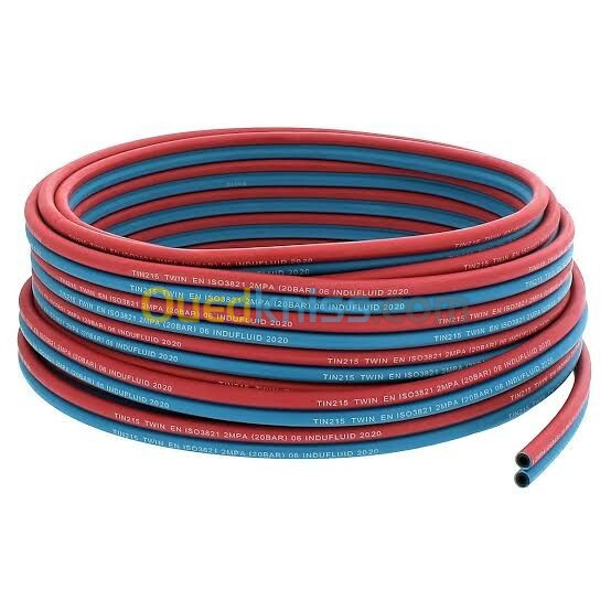 Tuyau pression acetylene oxygène  Diamètre : 8x15mm Couleur : Rouge/Blue 