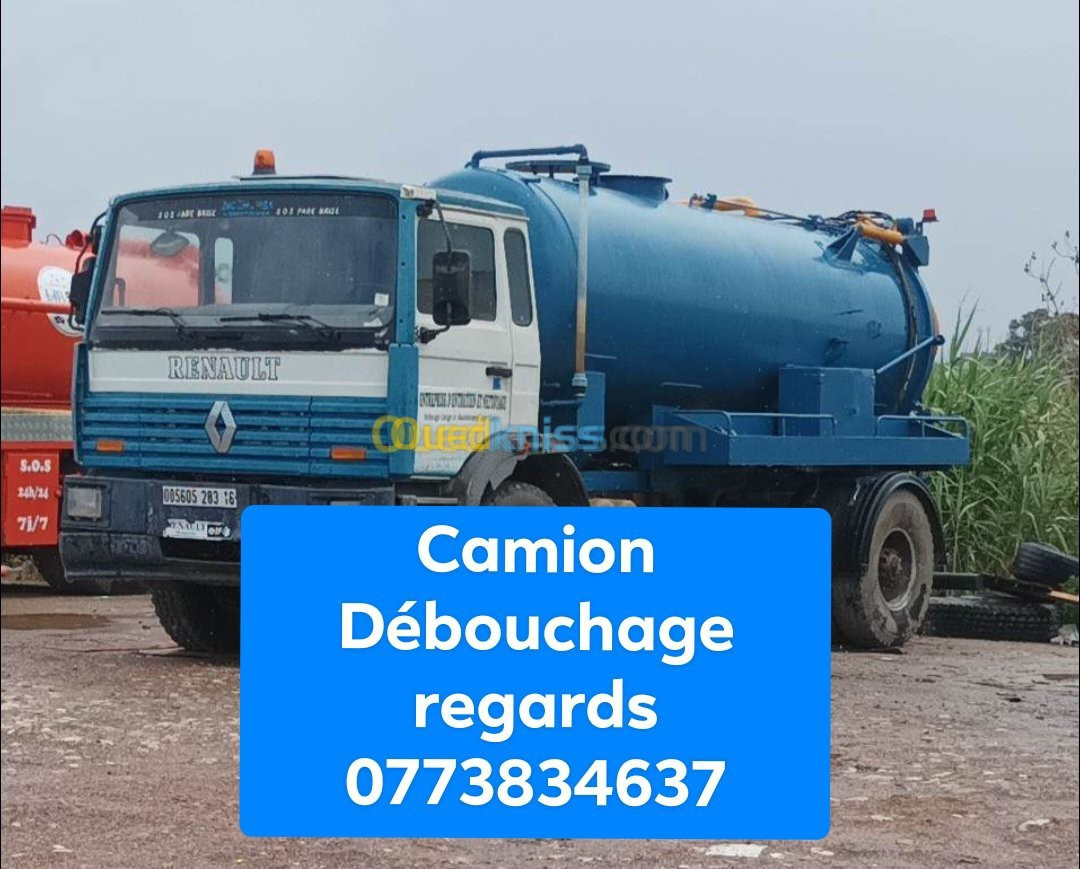 Camion vidange Débouchage regards assainissement curage 0558101139