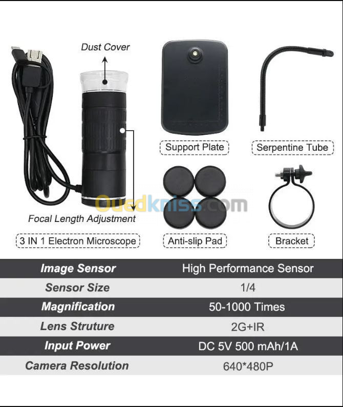 Microscope numérique USB 50X à 1000X