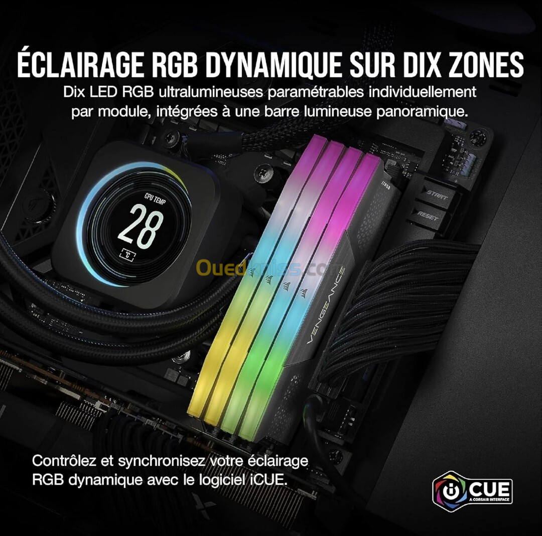 RAM CORSAIR Vengeance RGB DDR5 32GB (2x16GB) DDR5 6000MHz CL3