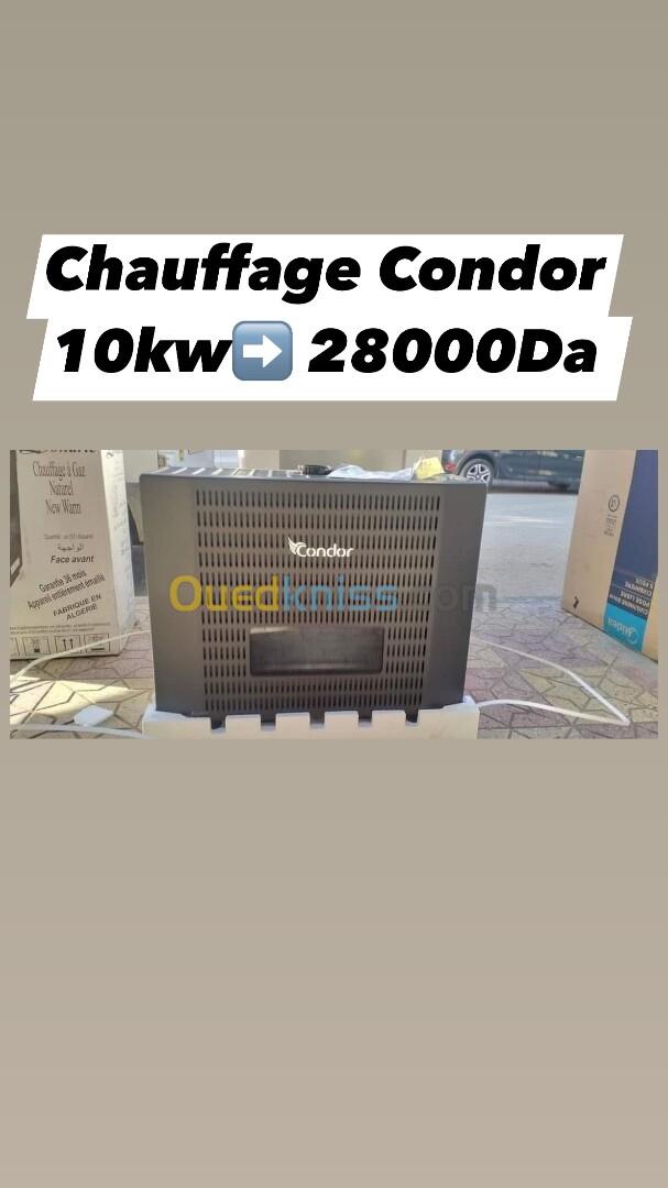 Chuaffage à gaz Condor Caldo+ 10kw 28000Da/ 12kw 33000Da/ 14kw 44000Da avec détecteur de monoxyde 