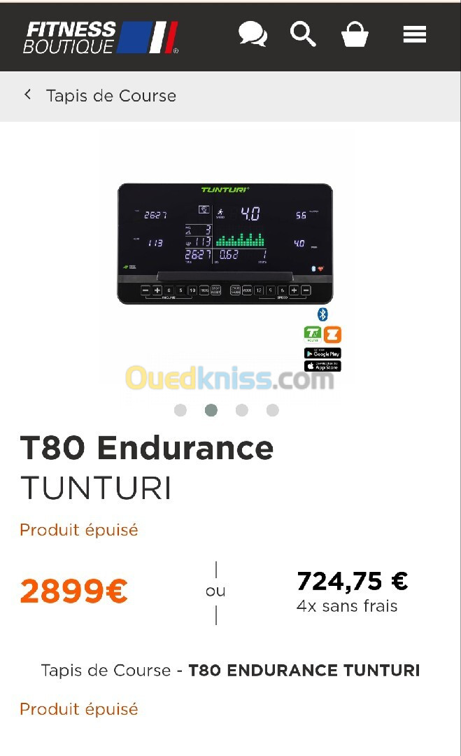 Tapis de course professionnel Tunturi T 80 endurance 